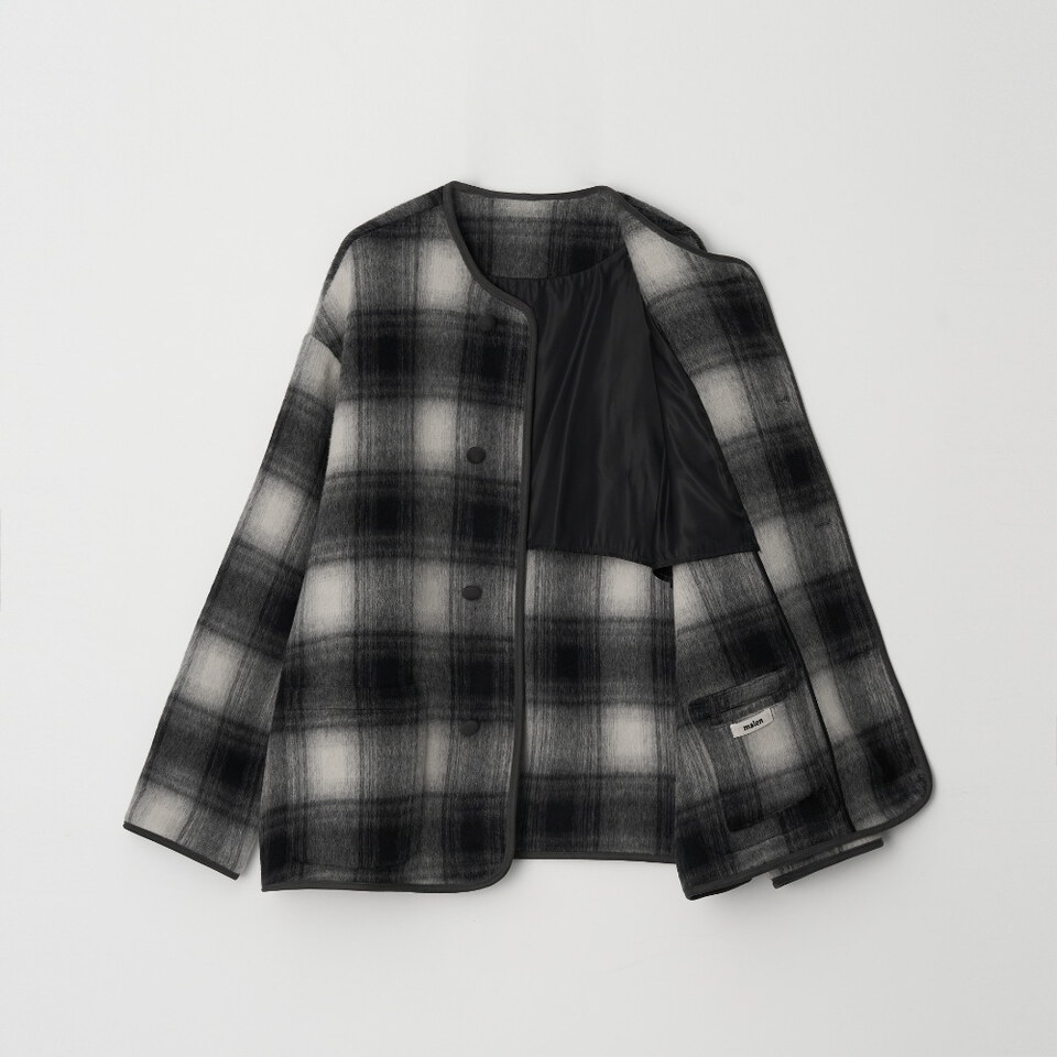 MLN1104-262 格紋大衣 unisex check alpaca coat
