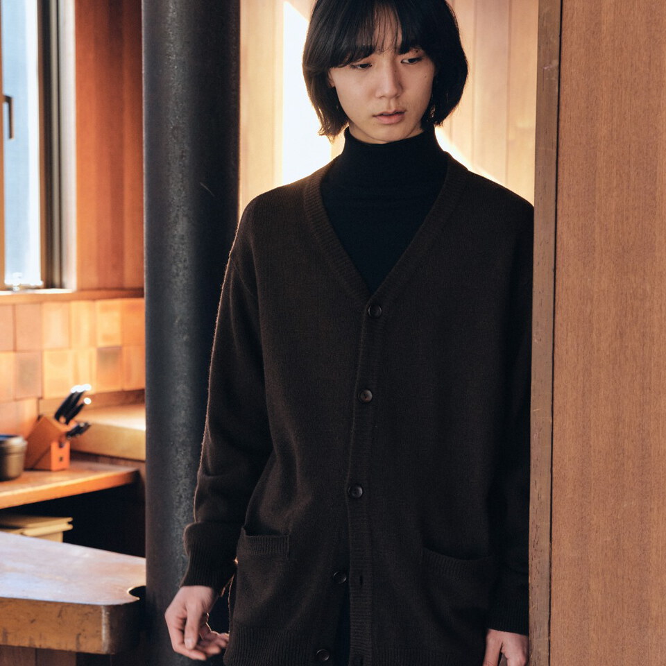 MLN1105-262 V領針織外套 unisex british wool v-neck cardigan