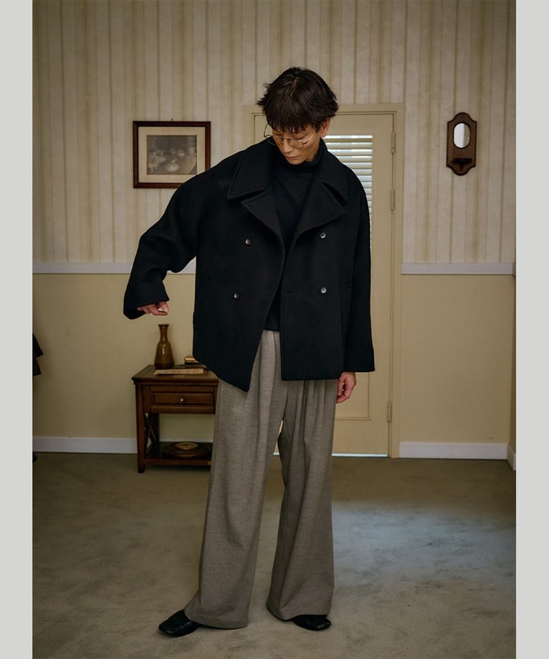 MLN1602-252 寬版垂墜靴型褲 unisex wide boots cut pants