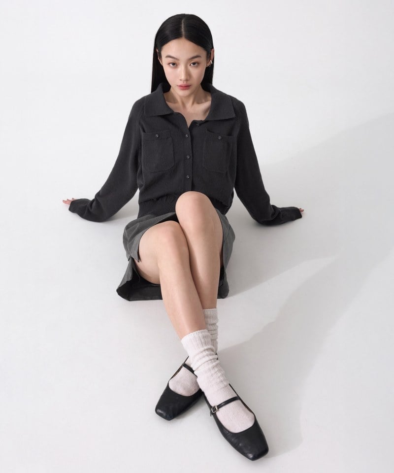 翻領針織開襟衫