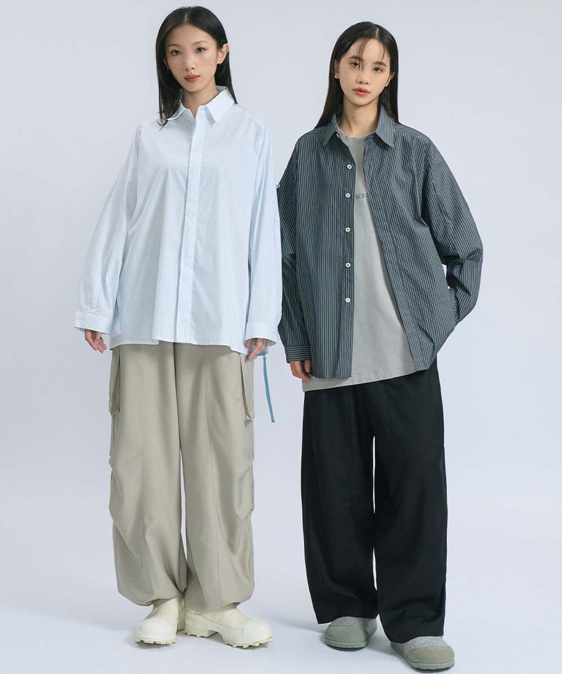 條紋襯衫Twin Paneled striped Shir - plain-me 搭配美好的一天