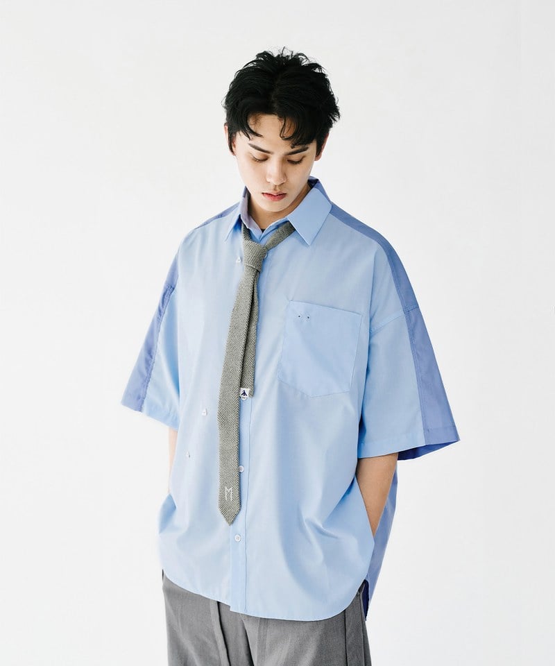 MSN0212-251 拼接短袖襯衫 Tone Merge SS Shirt