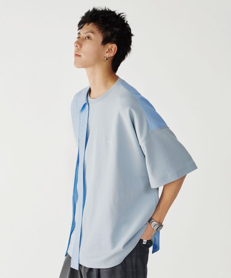 MSN0213-252 異材質拼接襯衫 Double Layer Shirt Tee