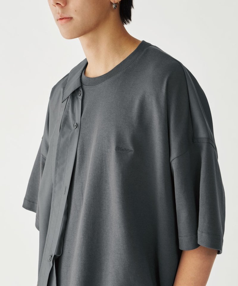 MSN0213-252 異材質拼接襯衫 Double Layer Shirt Tee