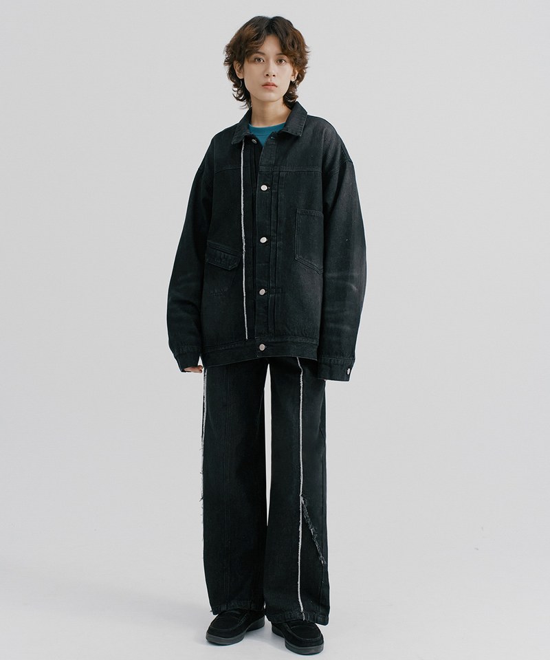 MELSIGN x mouggan 寬版鬚邊丹寧外套