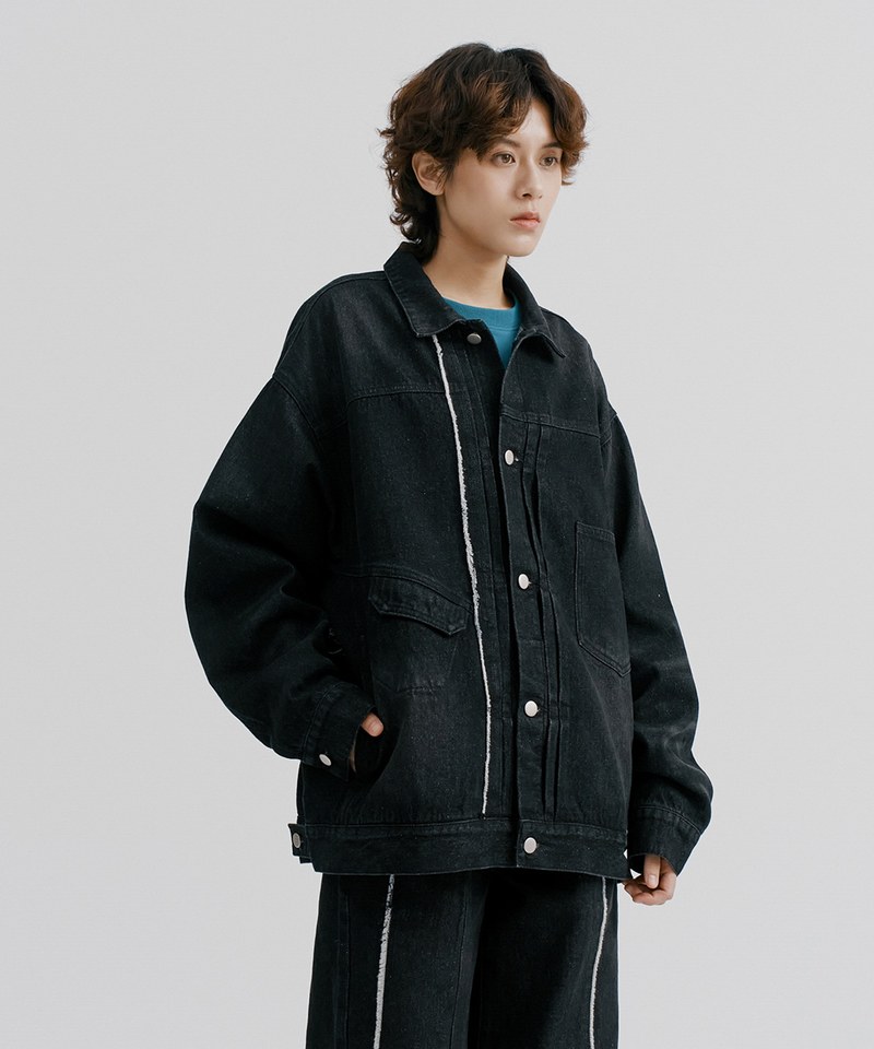 MELSIGN x mouggan 寬版鬚邊丹寧外套
