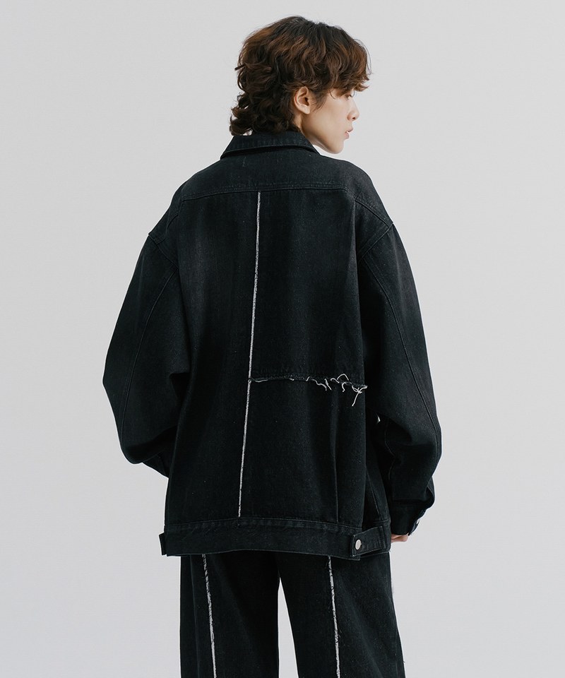 MELSIGN x mouggan 寬版鬚邊丹寧外套