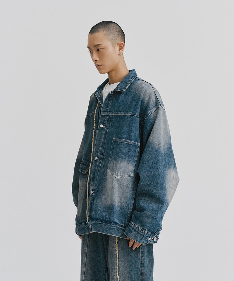 MELSIGN x mouggan 寬版鬚邊丹寧外套