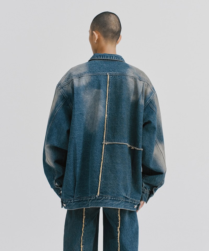 MELSIGN x mouggan 寬版鬚邊丹寧外套