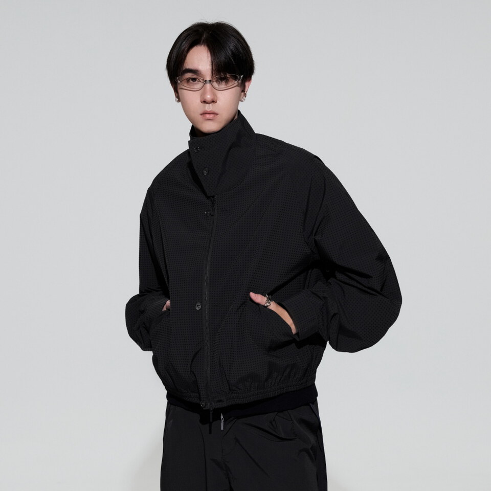短版立領外套 Plaid Utility Jacket