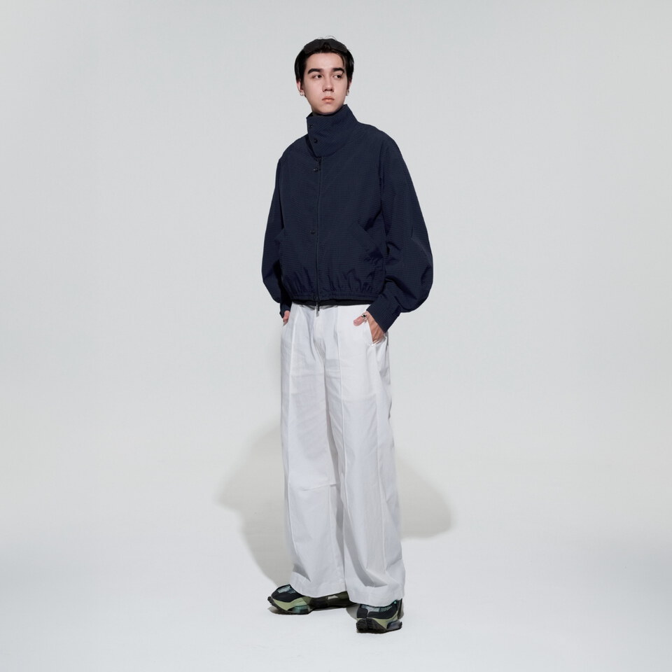 短版立領外套 Plaid Utility Jacket