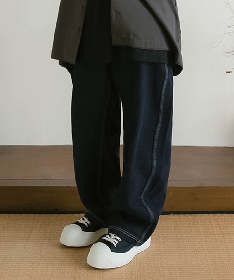 MELSIGN 直筒牛仔褲 Label Deep Denim