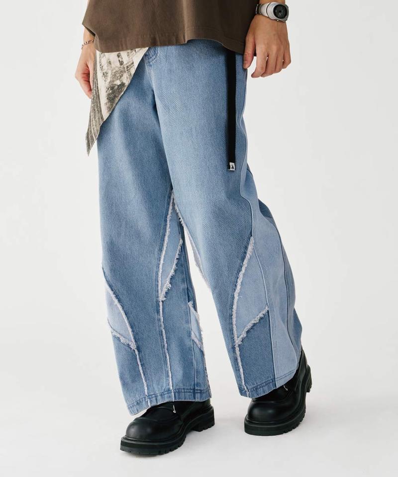 丹寧長褲 Frayed Panel Denim Jeans