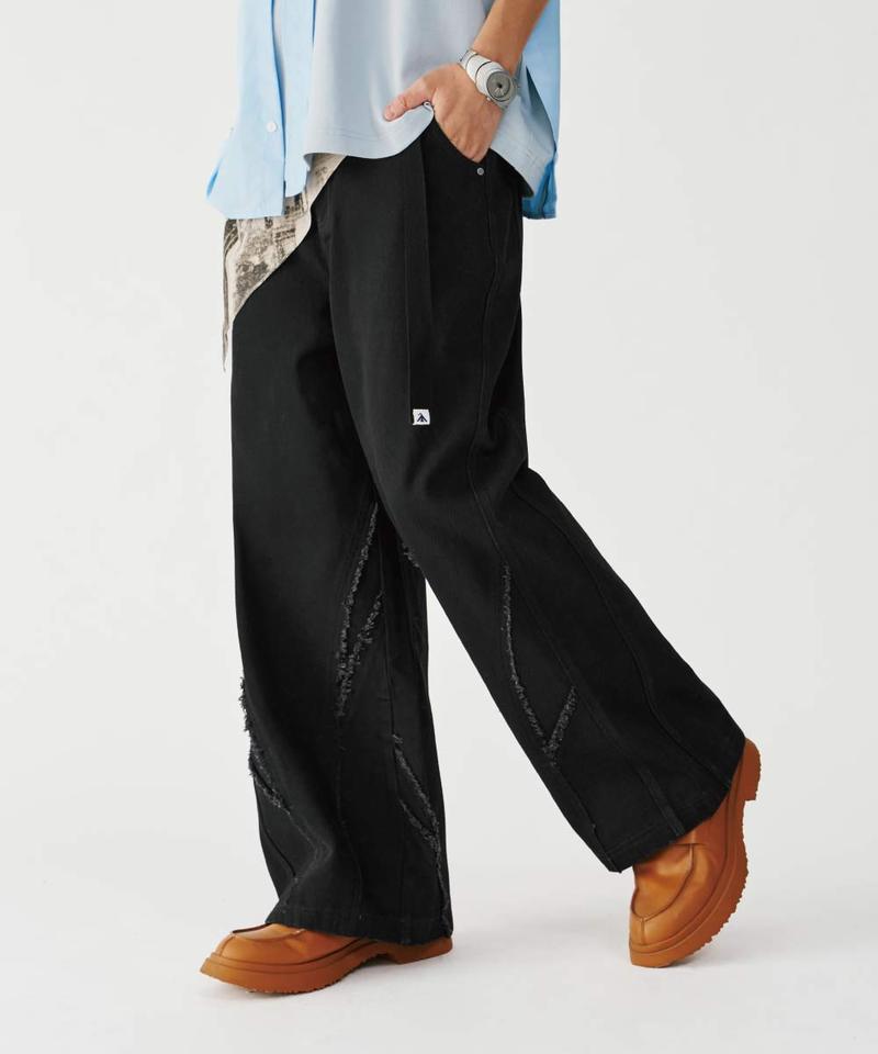 丹寧長褲 Frayed Panel Denim Jeans