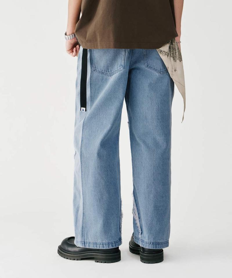 丹寧長褲 Frayed Panel Denim Jeans