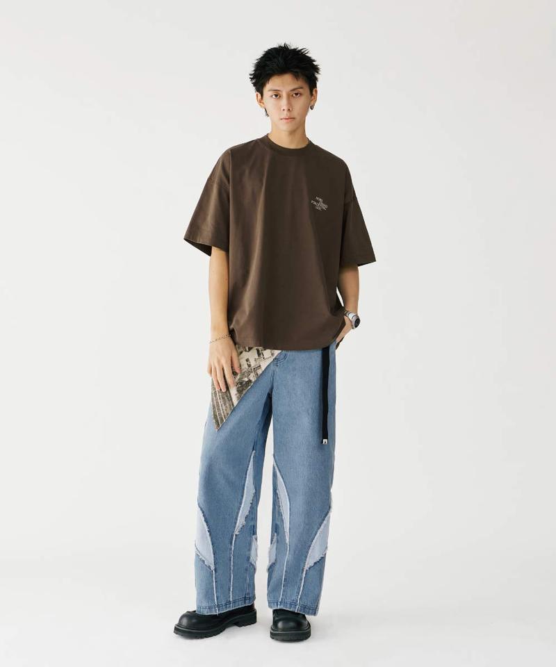 丹寧長褲 Frayed Panel Denim Jeans