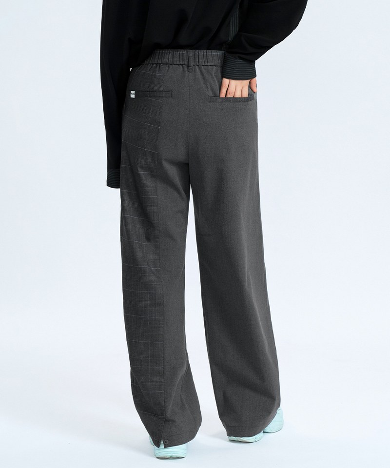 MSN1624-242 格紋拼接長褲 Asymmetrical Panel Trousers