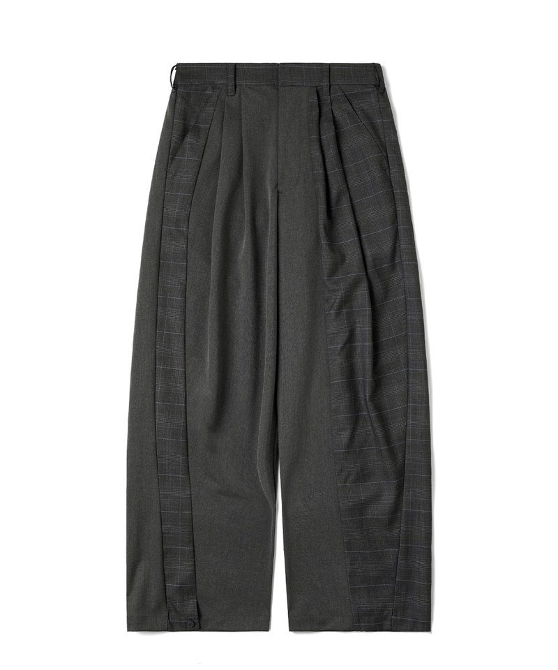 格紋拼接長褲 Asymmetrical Panel Trousers