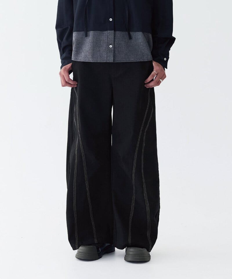 MSN1632-252 弧線拼接褲 Clash Curved Pants
