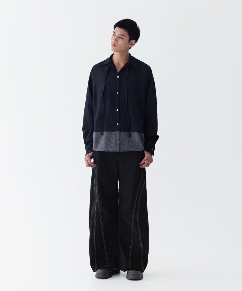 MSN1632-252 弧線拼接褲 Clash Curved Pants