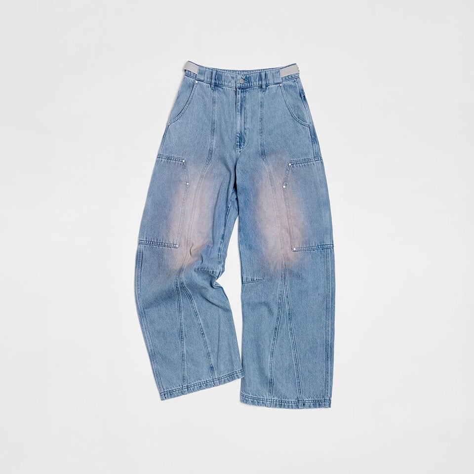 MSN1635-261 刷色寬版牛仔褲 Canvas Wide Leg Jeans