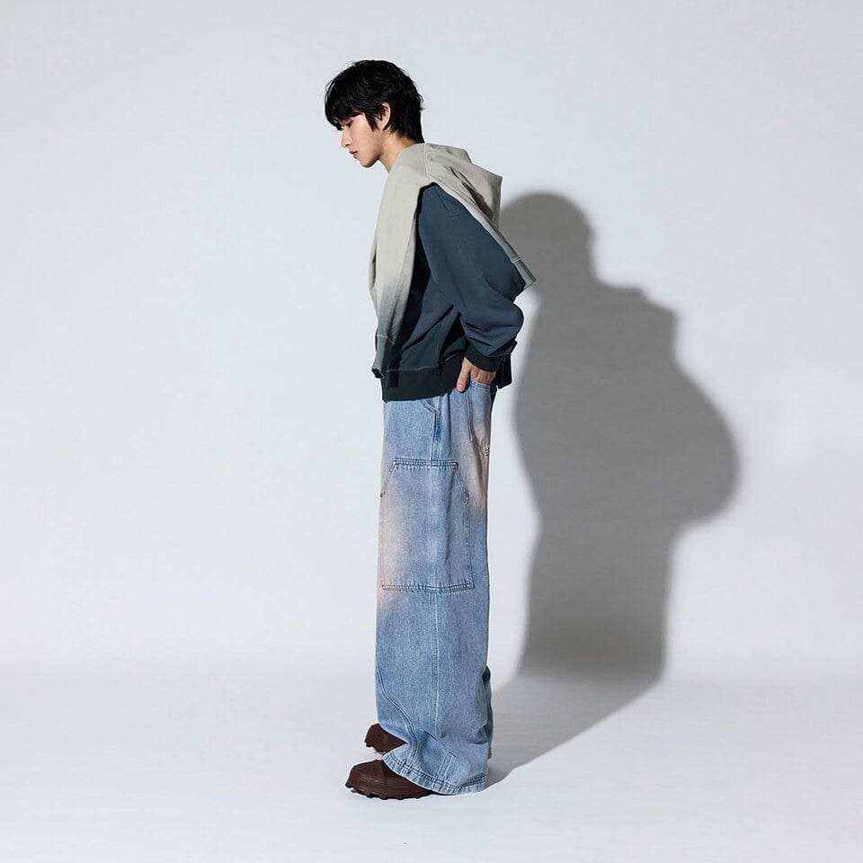 MSN1635-261 刷色寬版牛仔褲 Canvas Wide Leg Jeans
