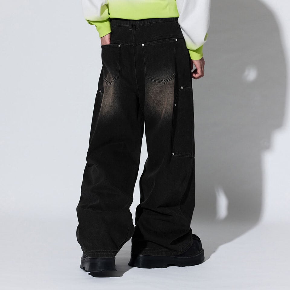 MSN1635-261 刷色寬版牛仔褲 Canvas Wide Leg Jeans