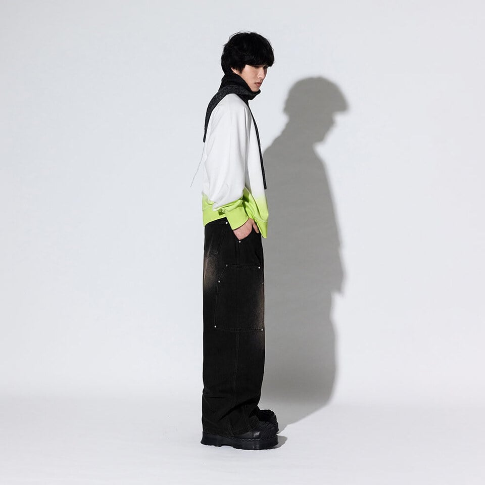 MSN1635-261 刷色寬版牛仔褲 Canvas Wide Leg Jeans