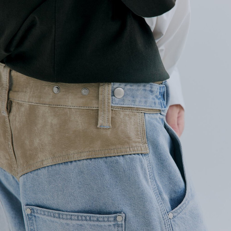 拼接牛仔短褲 After Hours Panel Jeans