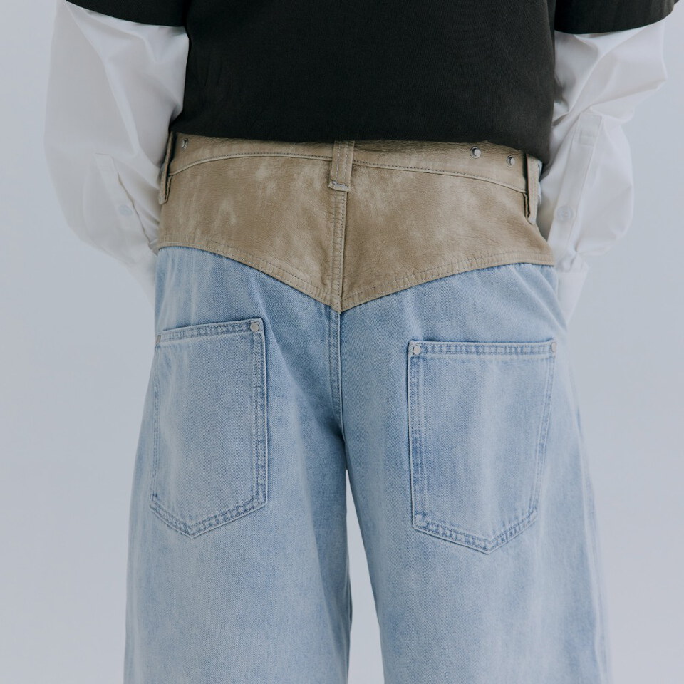 拼接牛仔短褲 After Hours Panel Jeans