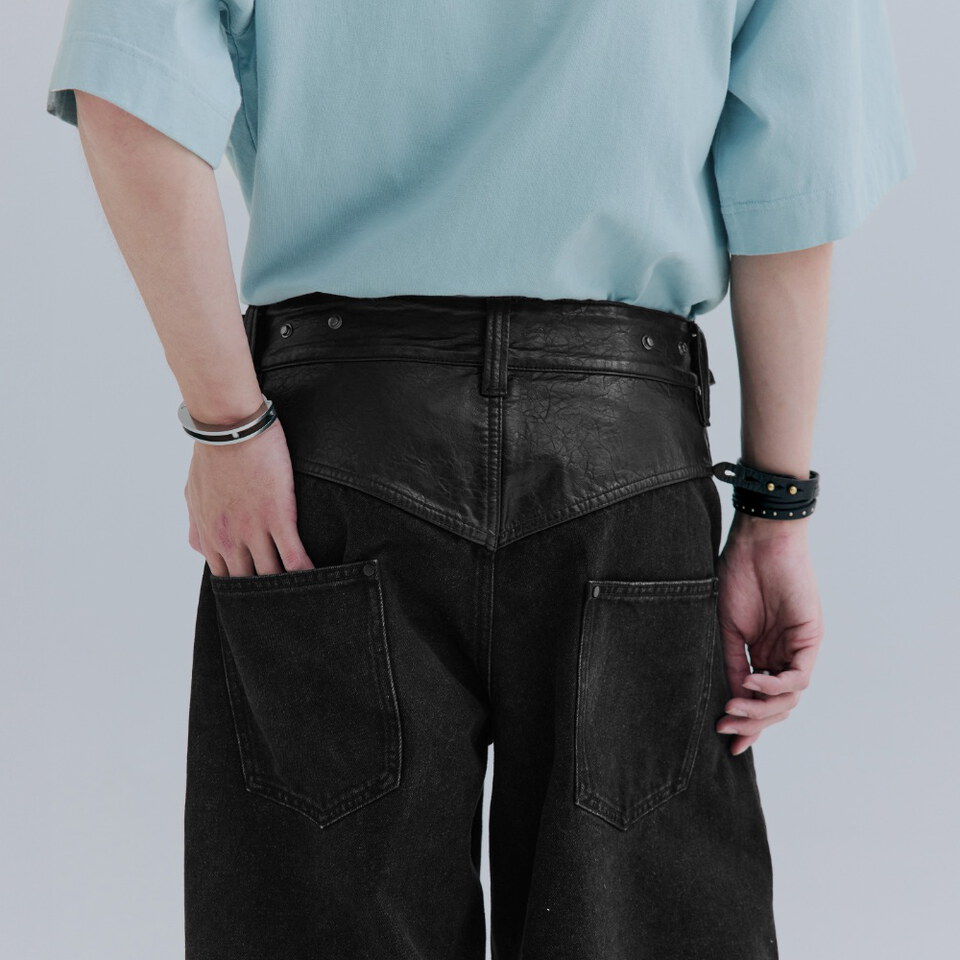 拼接牛仔短褲 After Hours Panel Jeans
