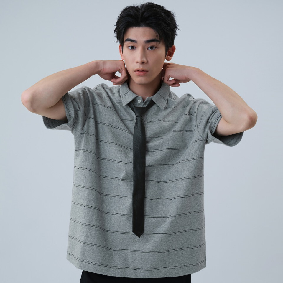MSN2602-262 合成皮鈕扣領帶 Faux-Leather Button Tie