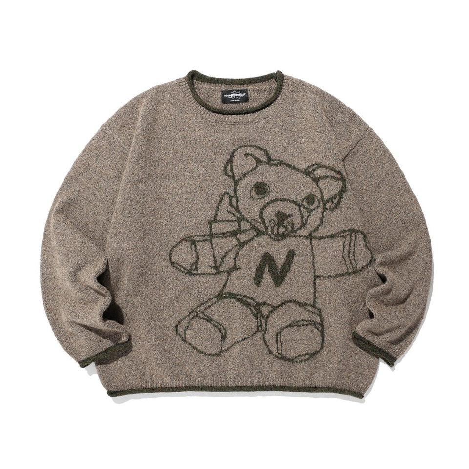 NGC0303-262 小熊針織上衣 BEAR GRAPHIC WIDE CROP KNIT