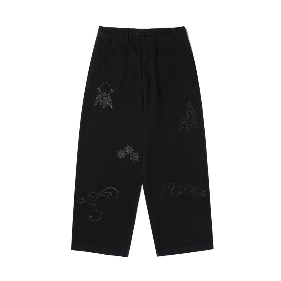 NGC1601-262 手繪圖騰水洗寬褲 DOODLE COTTON WASHED PANTS