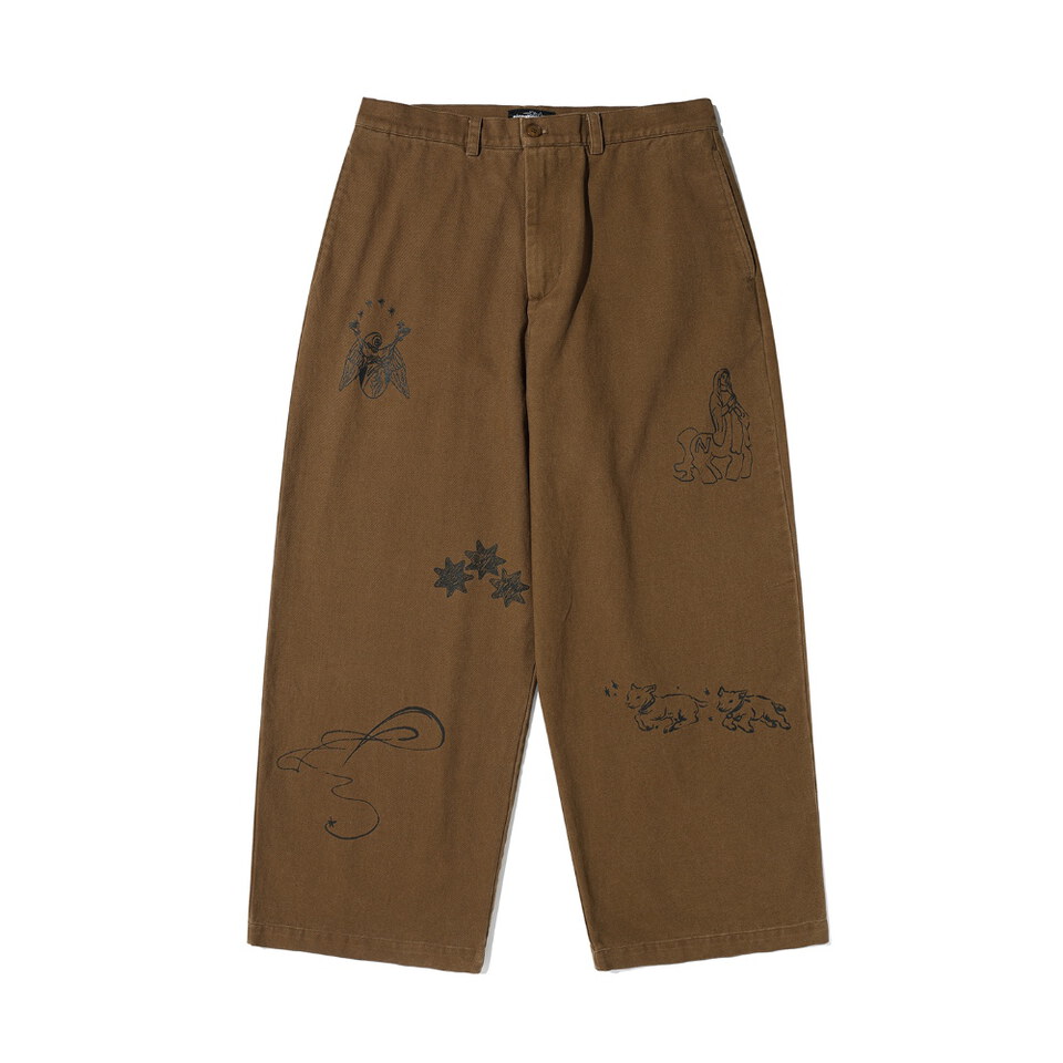 手繪圖騰水洗寬褲 DOODLE COTTON WASHED PANTS