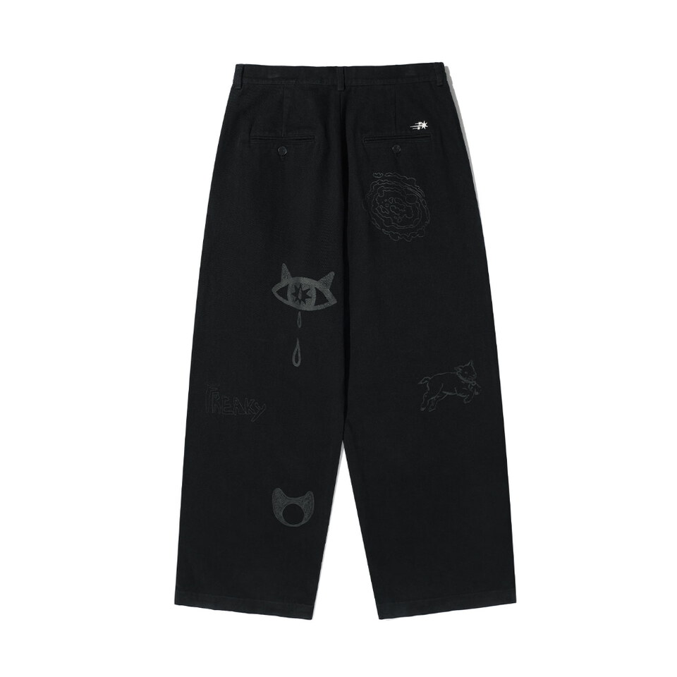 手繪圖騰水洗寬褲 DOODLE COTTON WASHED PANTS