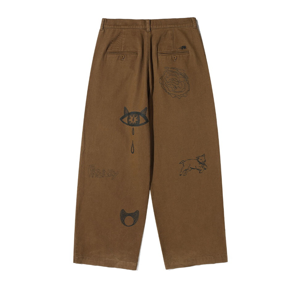 手繪圖騰水洗寬褲 DOODLE COTTON WASHED PANTS