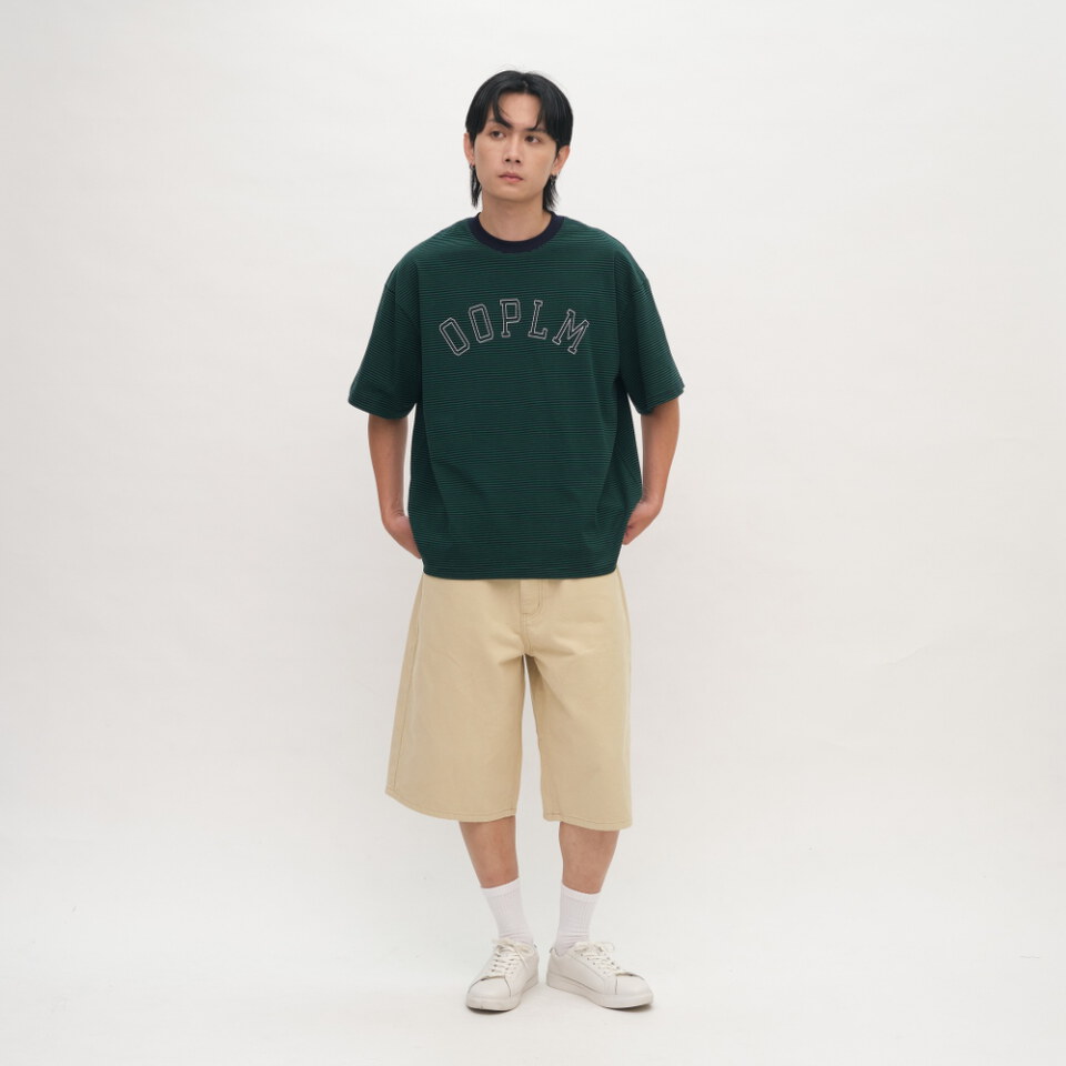 日常細條紋短TEE