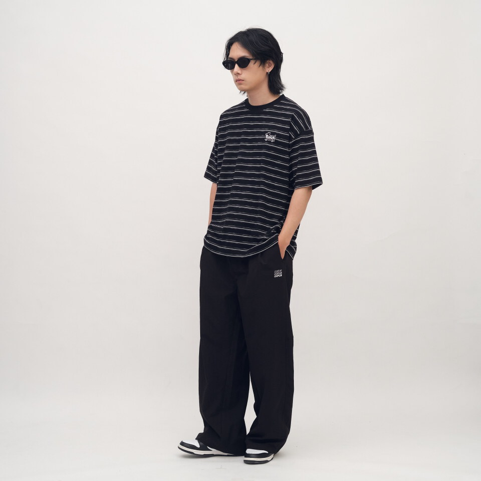 柯基狗狗滑板條紋短TEE