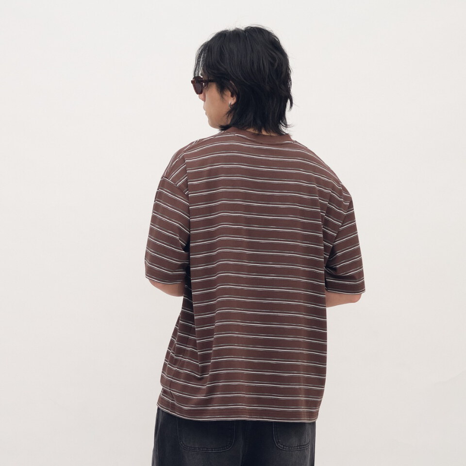 臘腸狗狗滑板條紋短TEE