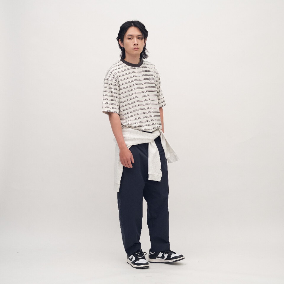 臘腸狗狗滑板條紋短TEE