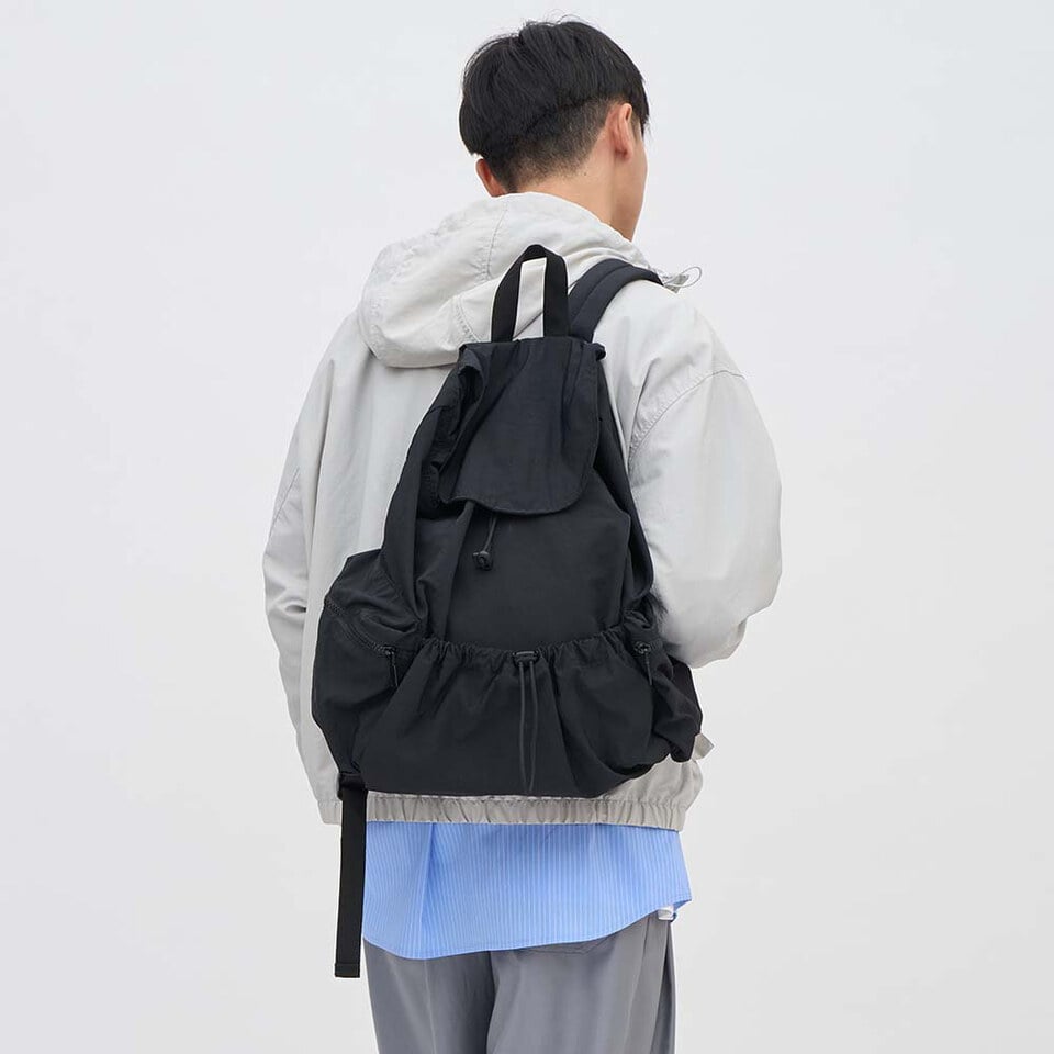 尼龍皺褶抽繩後背包