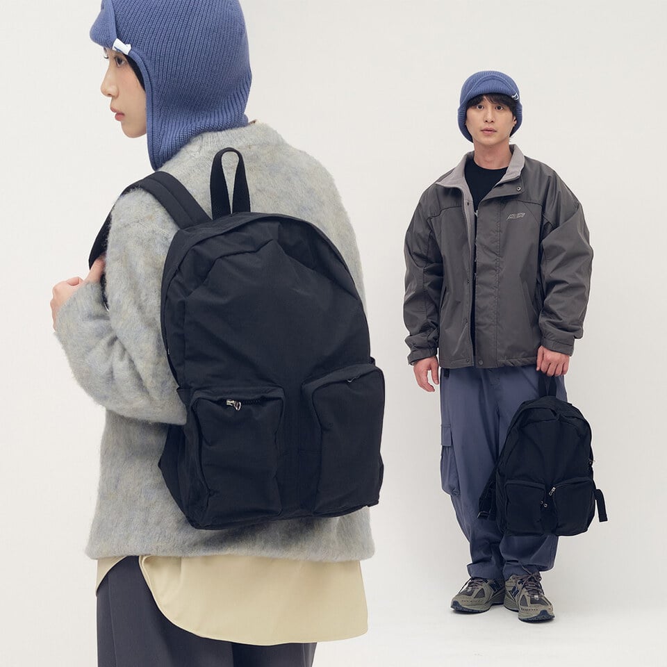 尼龍立體口袋雙肩包