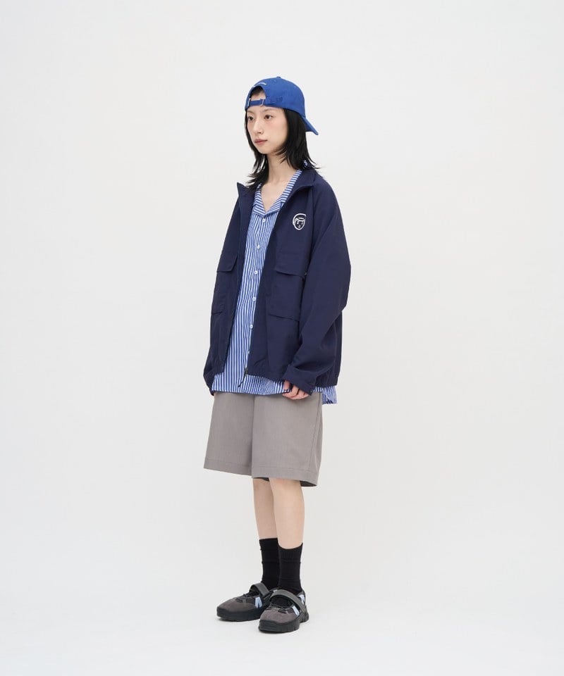 日常條紋開領短袖襯衫