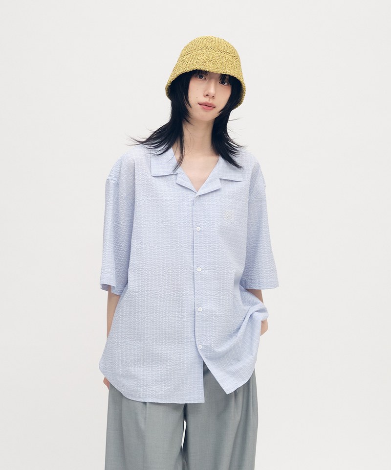 夏日泡泡紗短袖襯衫
