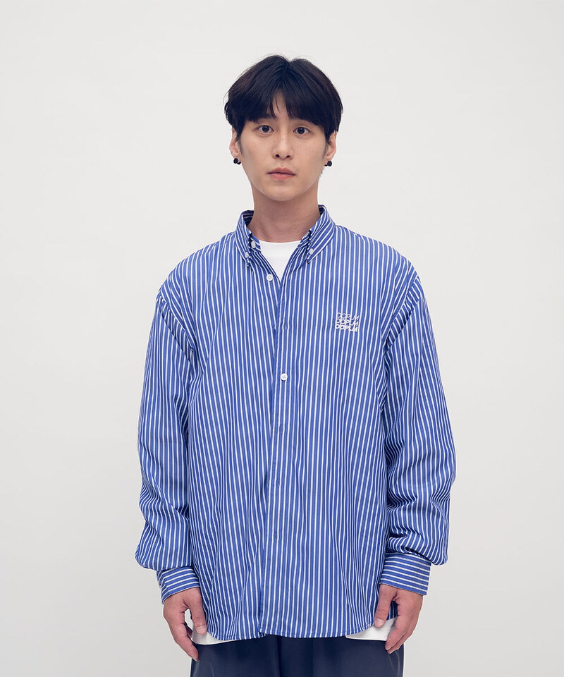 日常條紋長袖襯衫