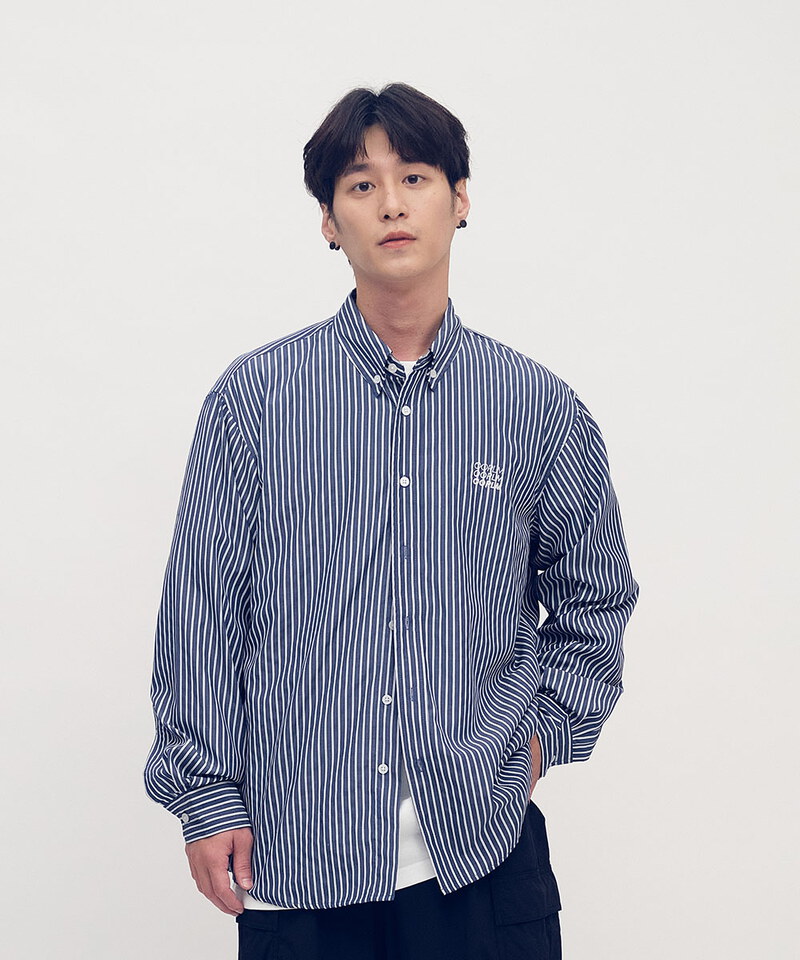 日常條紋長袖襯衫