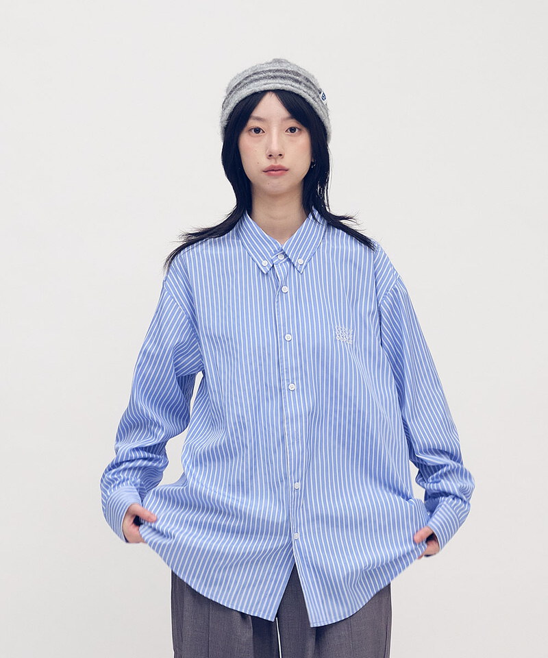 日常條紋長袖襯衫
