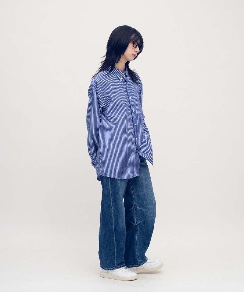 日常條紋長袖襯衫