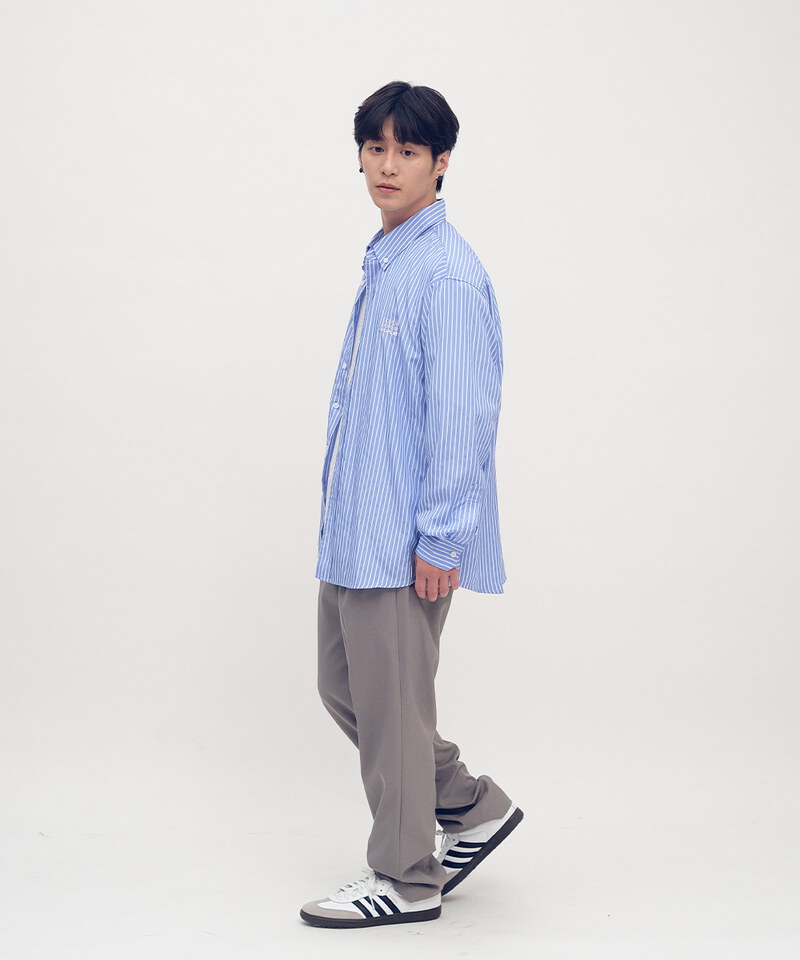 日常條紋長袖襯衫